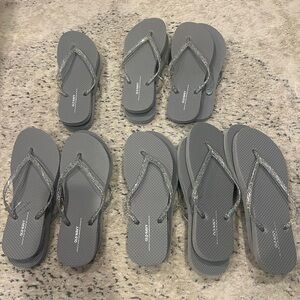 Old Navy Silver Glitter Flip Flops (8 pairs)